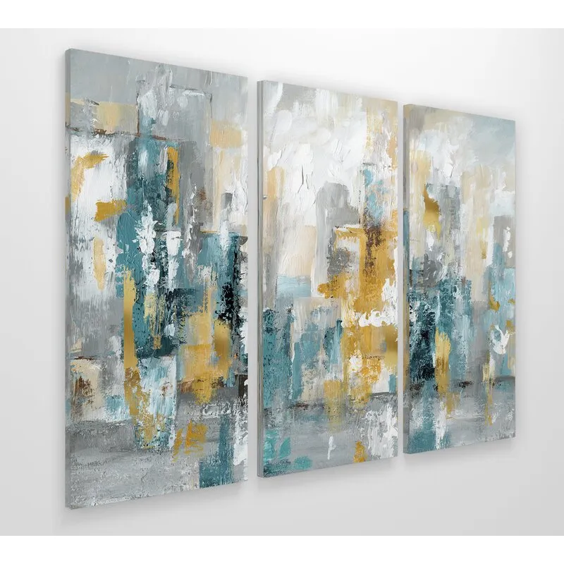 New Wayfair Large City Views II - 3 Piece Wrapped Canvas Multi-Piece Image Print! 5 Feet Wide! Retails $305 W/Tax on Sale!