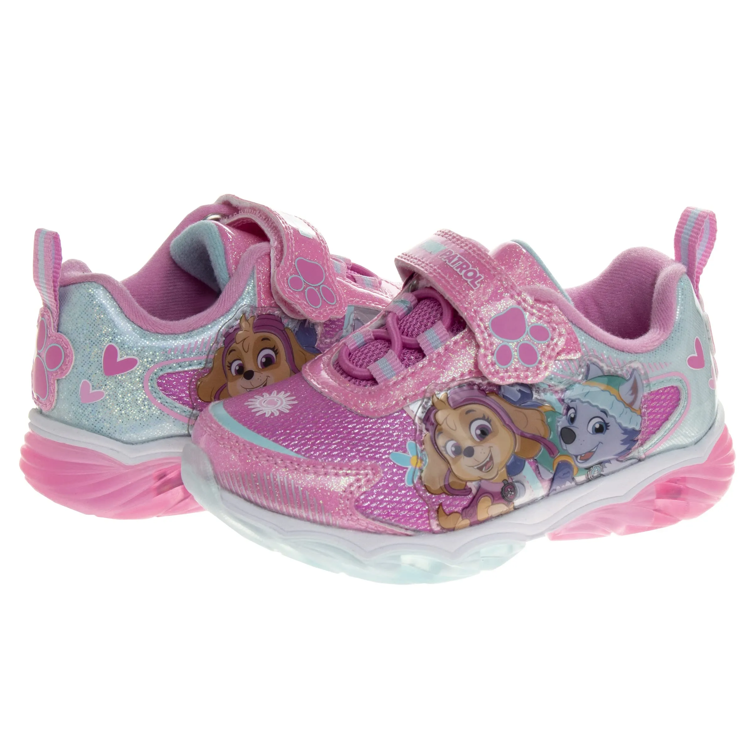 Nickelodeon Girls Paw Patrol Shoes – Kids Toddler Light Up Sneakers- LED Skye and Everest Slip-On Lightweight Tennis Breathable Character Athletic Running Shoes (Toddler/Little Kid)
