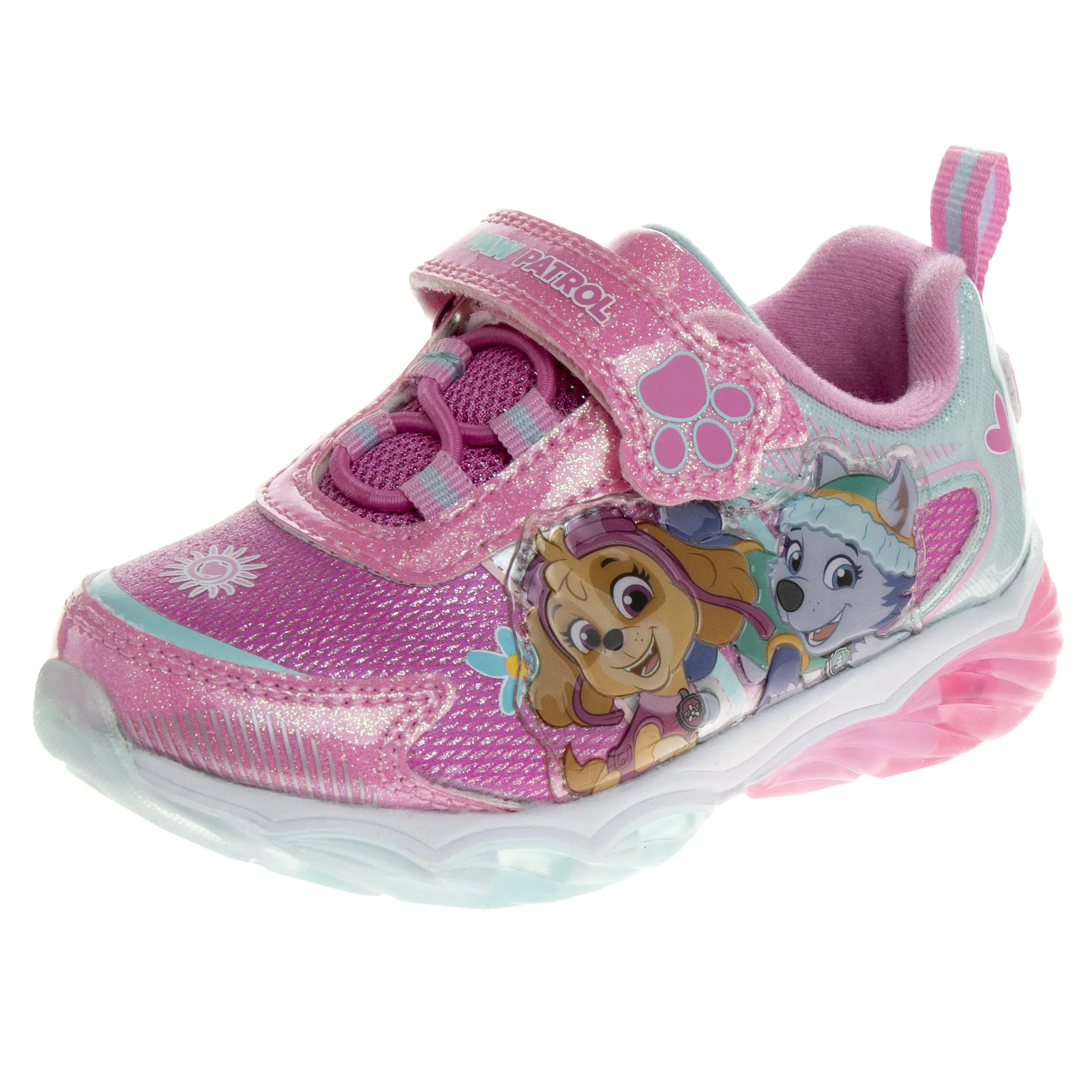 Nickelodeon Girls Paw Patrol Shoes – Kids Toddler Light Up Sneakers- LED Skye and Everest Slip-On Lightweight Tennis Breathable Character Athletic Running Shoes (Toddler/Little Kid)