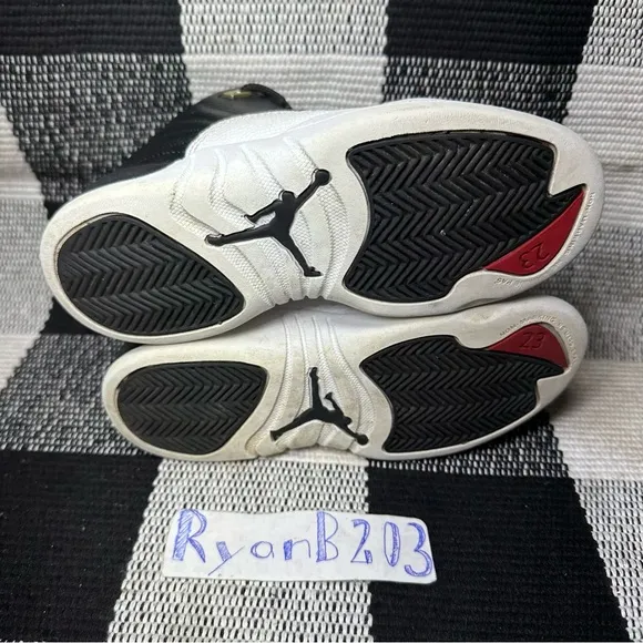 Nike Air Jordan 12 PS Playoffs - Black White - Kids Size 1Y- 151186-006.
