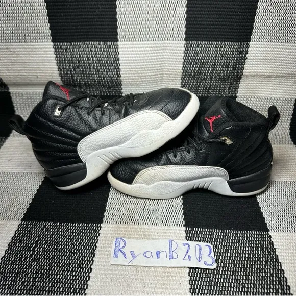 Nike Air Jordan 12 PS Playoffs - Black White - Kids Size 1Y- 151186-006.