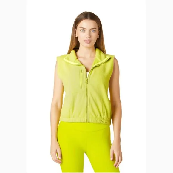 NWT Beyond Yoga Morning Walk Fleece Vest True Chartreuse, Sz Large, Outdoor