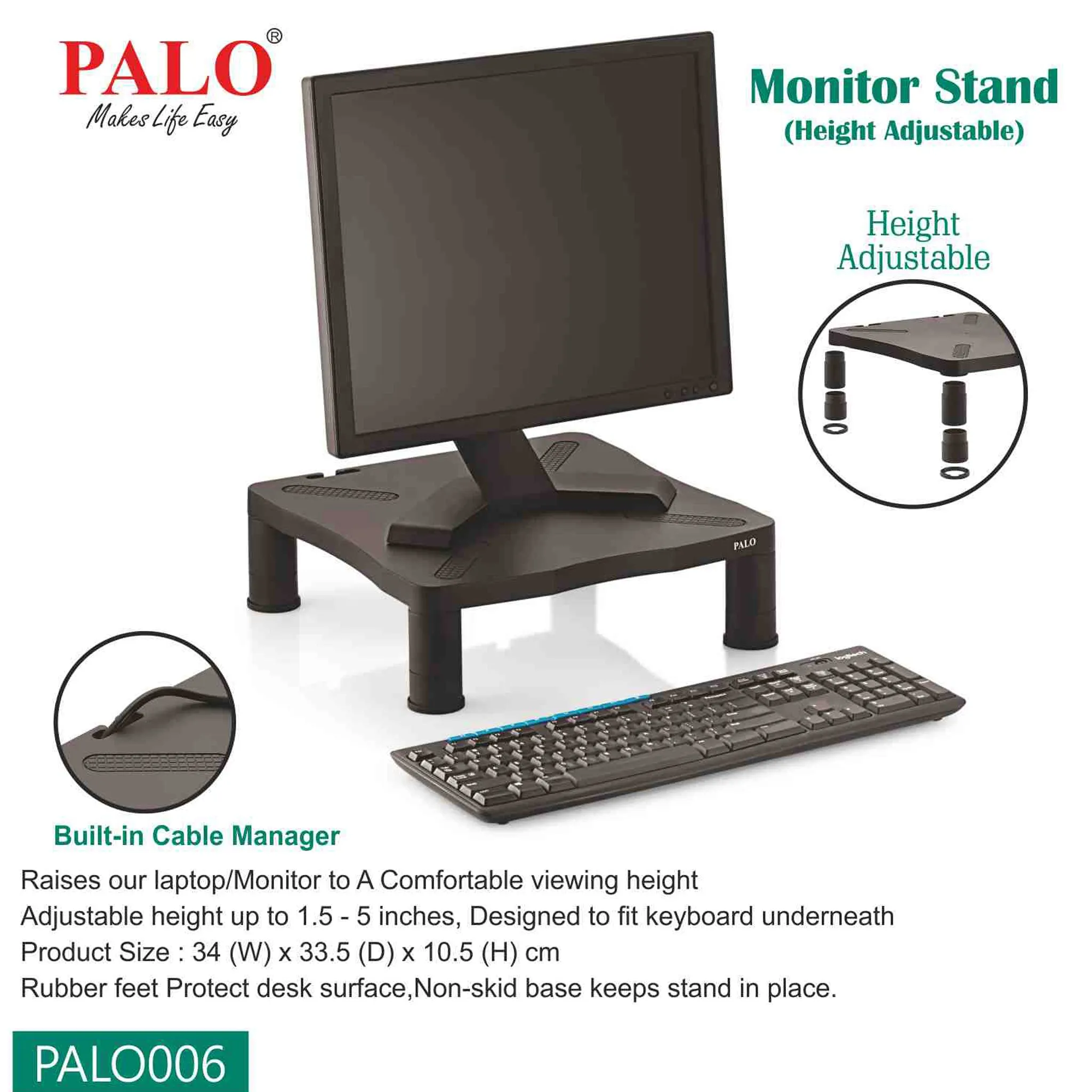 Palo Laptop Stand, Height Adjustable, For Monitors and Printers