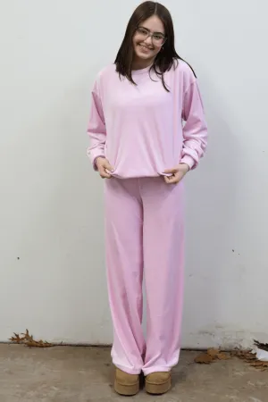 PJ Salvage: Spread Love Velour Long Sleeve in Lilac Snow
