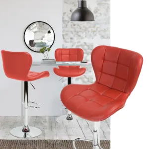 Porsche - Red Pu Bar Stool with Adjustable Height