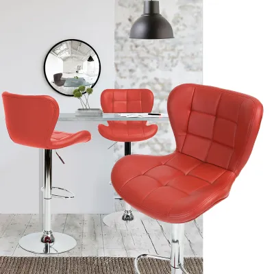 Porsche - Red Pu Bar Stool with Adjustable Height