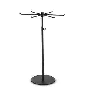 Rotating Keychain Display Stand - Height-adjustable Black Metal Jewelry Organizer