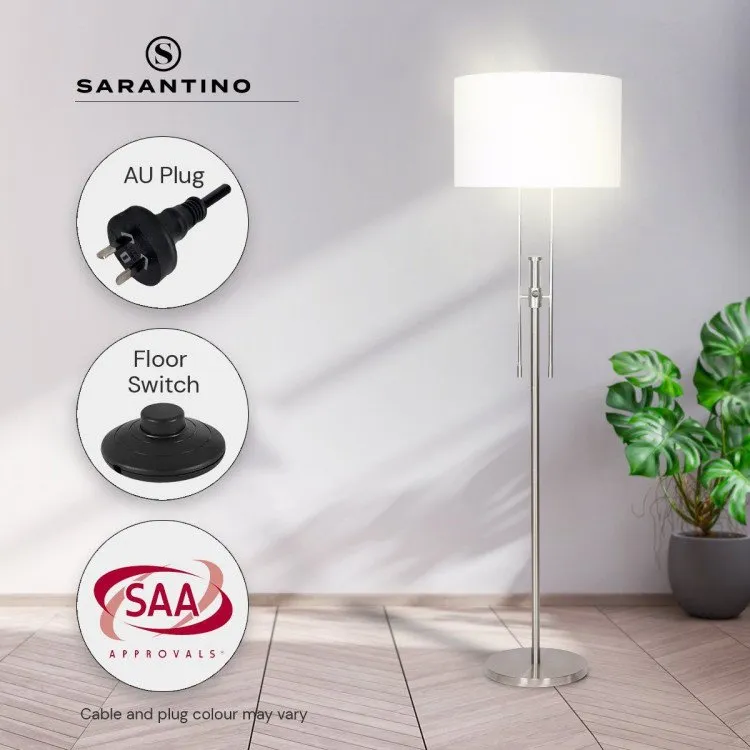 SARANTINO BRUSHED NICKEL HEIGHT-ADJUSTABLE METAL FLOOR LAMP