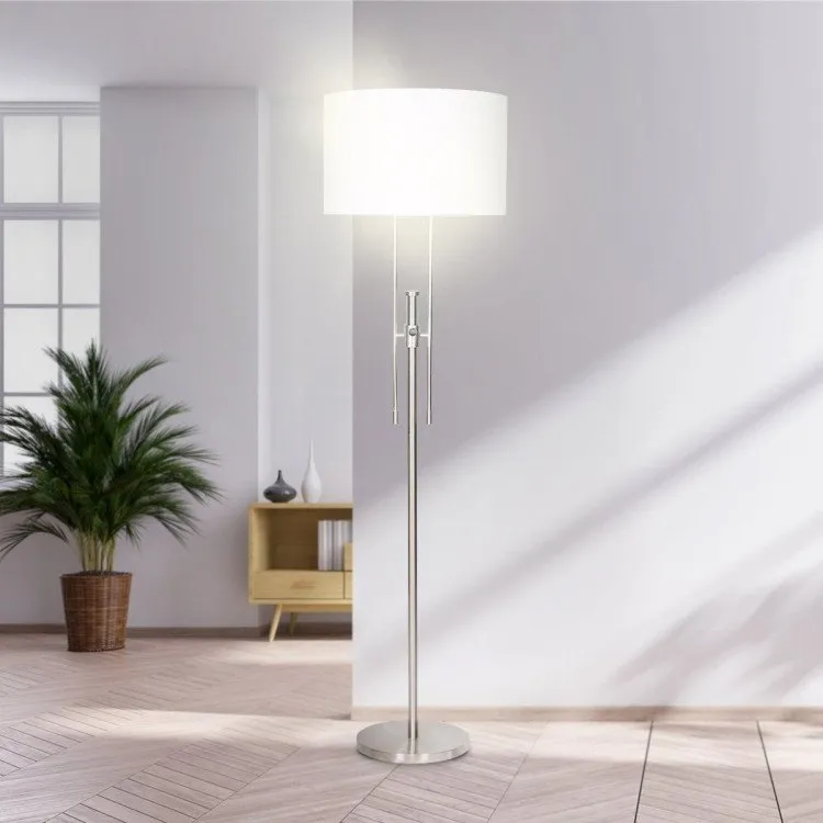 SARANTINO BRUSHED NICKEL HEIGHT-ADJUSTABLE METAL FLOOR LAMP
