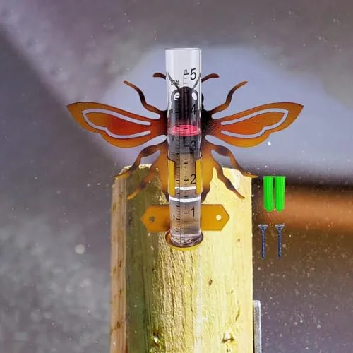 SECRET DESIRE Fence Mounting Landscape Glass Tube Animal Rain Gauge for Yard Backyard Lawn