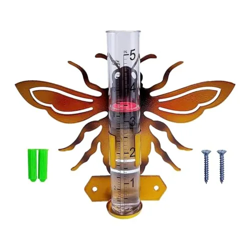 SECRET DESIRE Fence Mounting Landscape Glass Tube Animal Rain Gauge for Yard Backyard Lawn