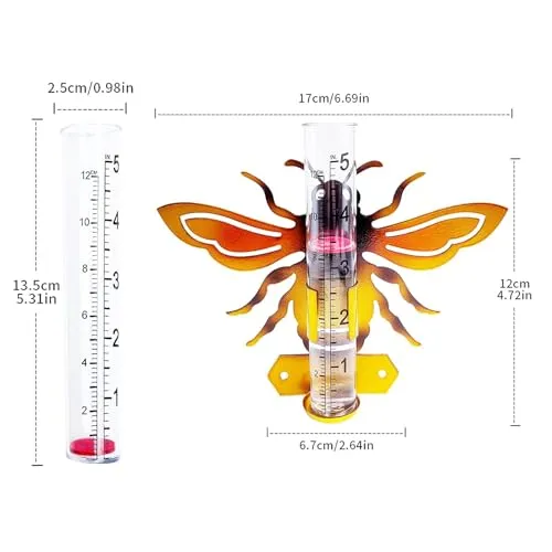SECRET DESIRE Fence Mounting Landscape Glass Tube Animal Rain Gauge for Yard Backyard Lawn