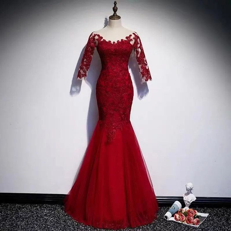 Sexy Mermaid Long Prom Dress , Short Sleeves Evening Dress