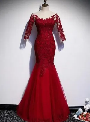 Sexy Mermaid Long Prom Dress , Short Sleeves Evening Dress