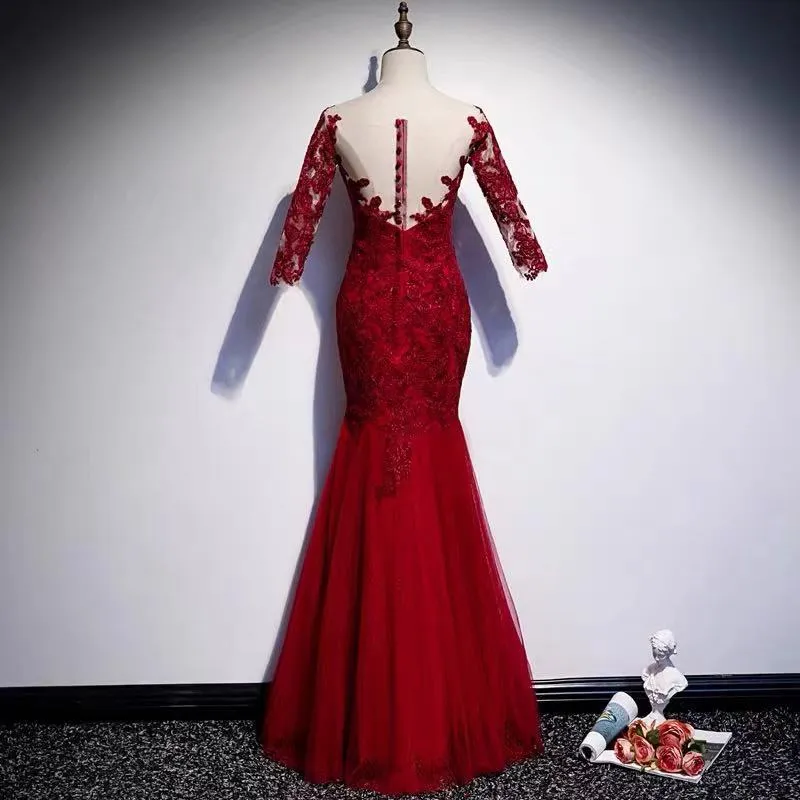 Sexy Mermaid Long Prom Dress , Short Sleeves Evening Dress