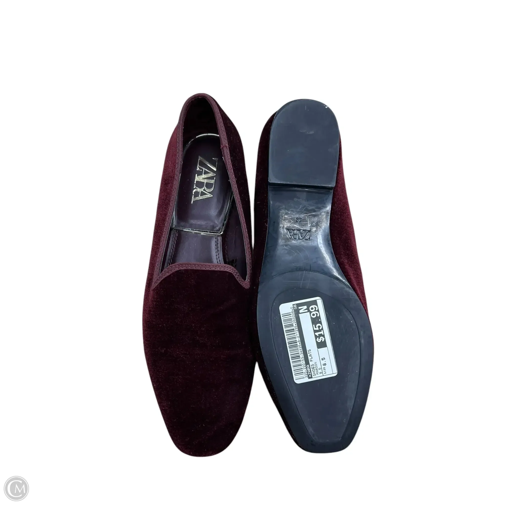 Shoes Flats By Zara In Maroon, Size: 8.5