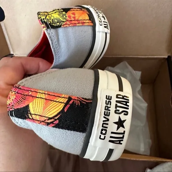 Size 6 Youth Gray Double Tongue Converse Hawaiian Tropical New in box TWO pair