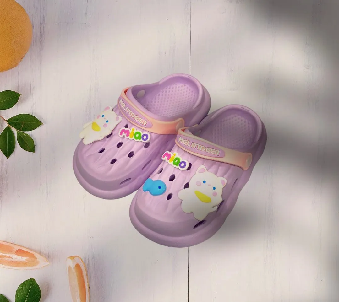 Soft Rubber Sole Cat Crocs-Purple
