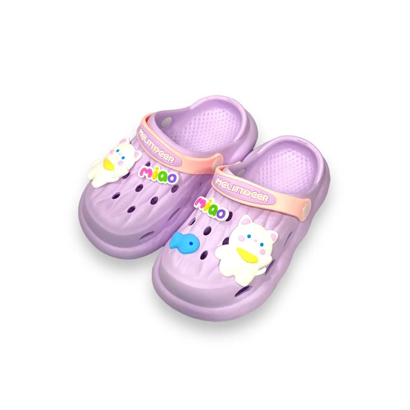 Soft Rubber Sole Cat Crocs-Purple