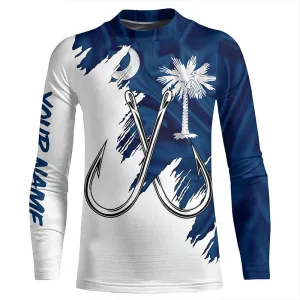 South Carolina flag SC Fishing Fish Hook UV protection custom Patriotic Kid Long Sleeve Fishing Shirts NQS8018