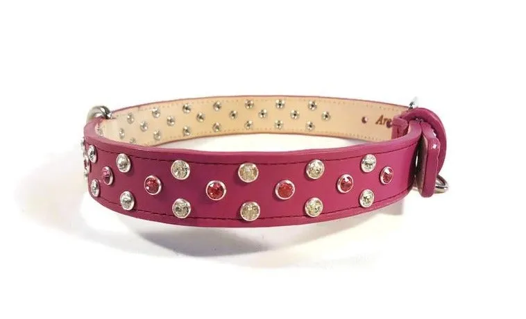 Stella Jewel 2 Tone Cluster Leather Dog Collar
