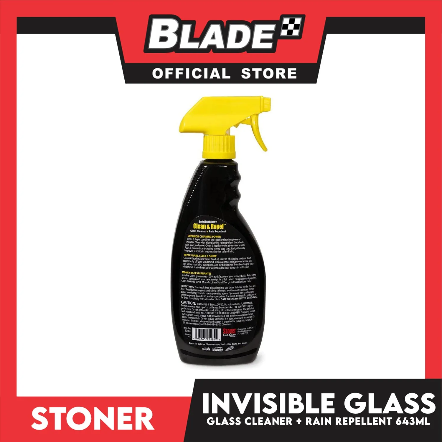 Stoner 07002 Invisible Glass Premium Windshield Cleaner 643ml