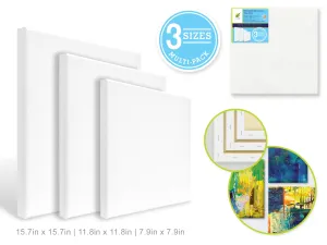 Stretch Artist Canvas: 3-Set Asst Square Primed Back-Stapled