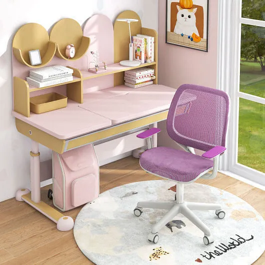 Swivel Mesh Children Computer Chair with Adjustable Height-Purple - Color: Purpl
