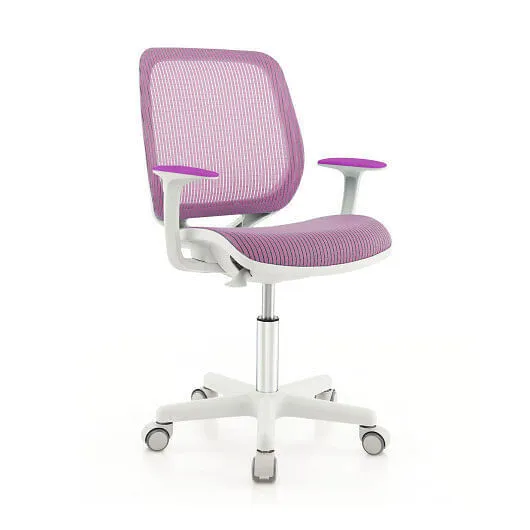 Swivel Mesh Children Computer Chair with Adjustable Height-Purple - Color: Purpl