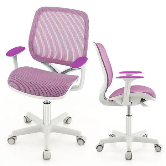 Swivel Mesh Children Computer Chair with Adjustable Height-Purple - Color: Purpl