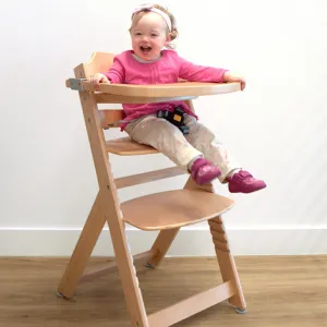 Timba Adjustable Height Wooden High Chair & Tray | Natural | 6m - 10 years