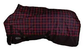 TK199GY-72"-RdBkChek Blanket Goliath High Neck Turnout 1200D 300g