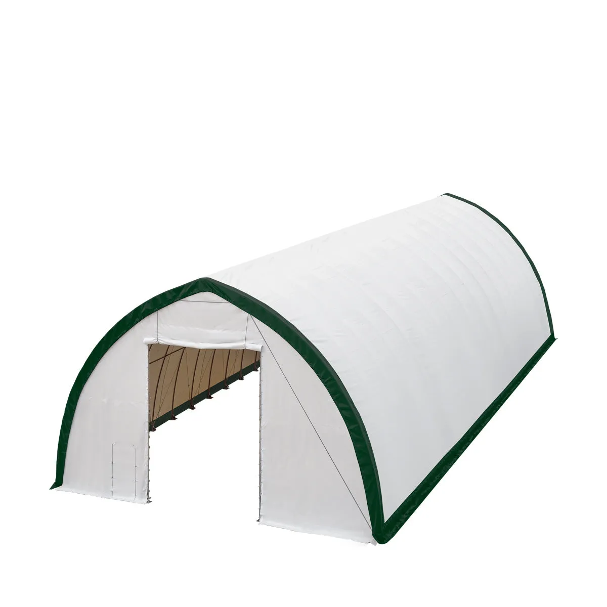 TMG-ST4061E 40' x 60' Peak Ceiling Storage Shelter, Single Truss, 11oz PE Cover, 13' W x 16' H Wide Open Door on Two End Walls