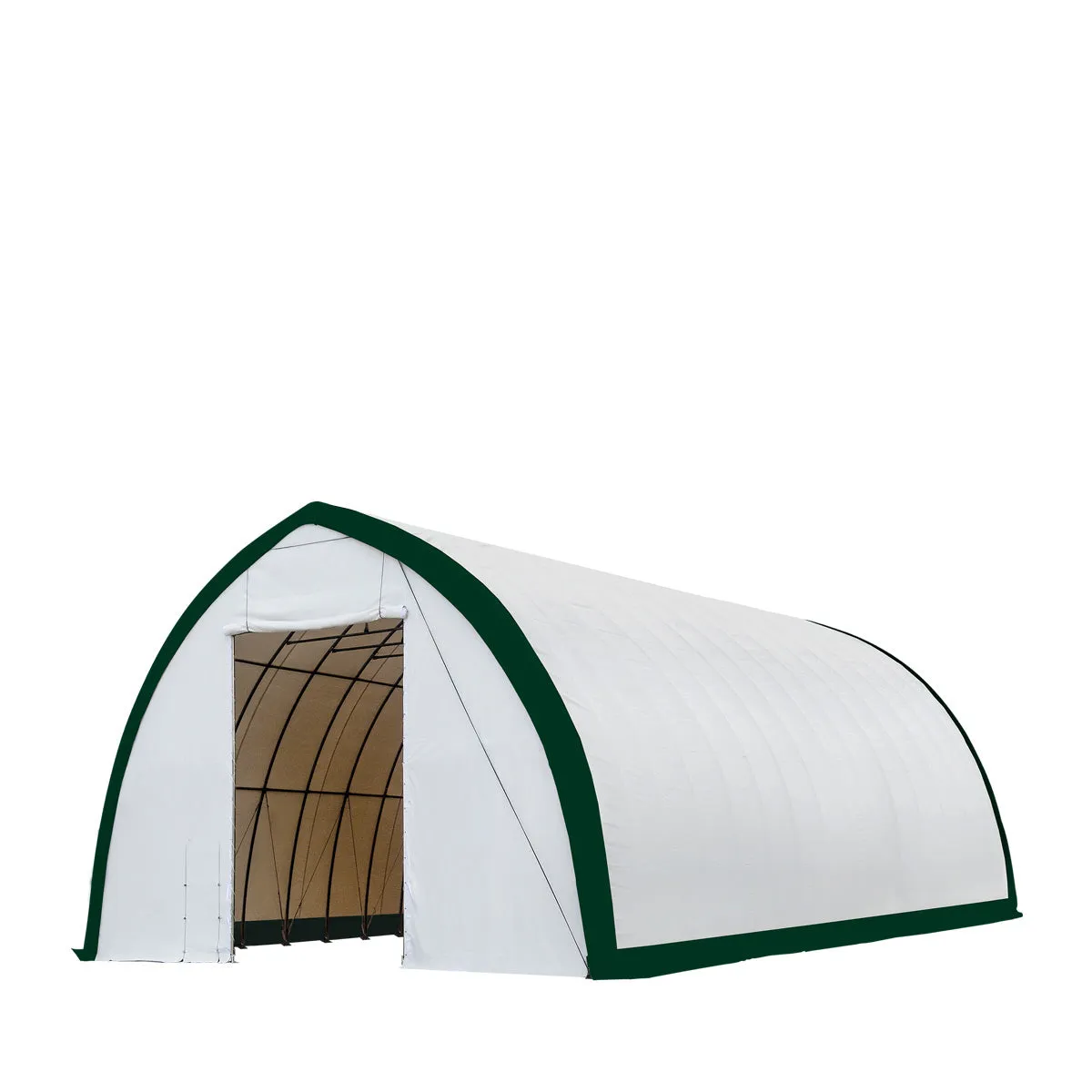 TMG-ST4061E 40' x 60' Peak Ceiling Storage Shelter, Single Truss, 11oz PE Cover, 13' W x 16' H Wide Open Door on Two End Walls