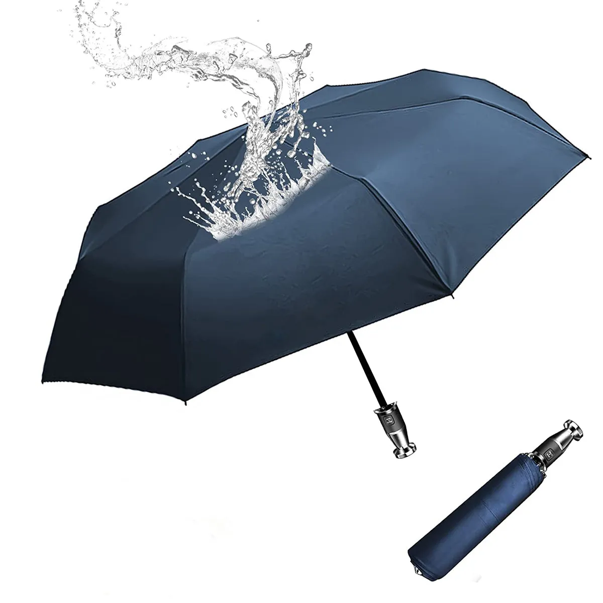 Umbrella for All Cars, 10 Ribs Umbrella Windproof Automatic Folding Umbrella, One-handed use, Rain and Sun Protection, Car Accessories UE13993