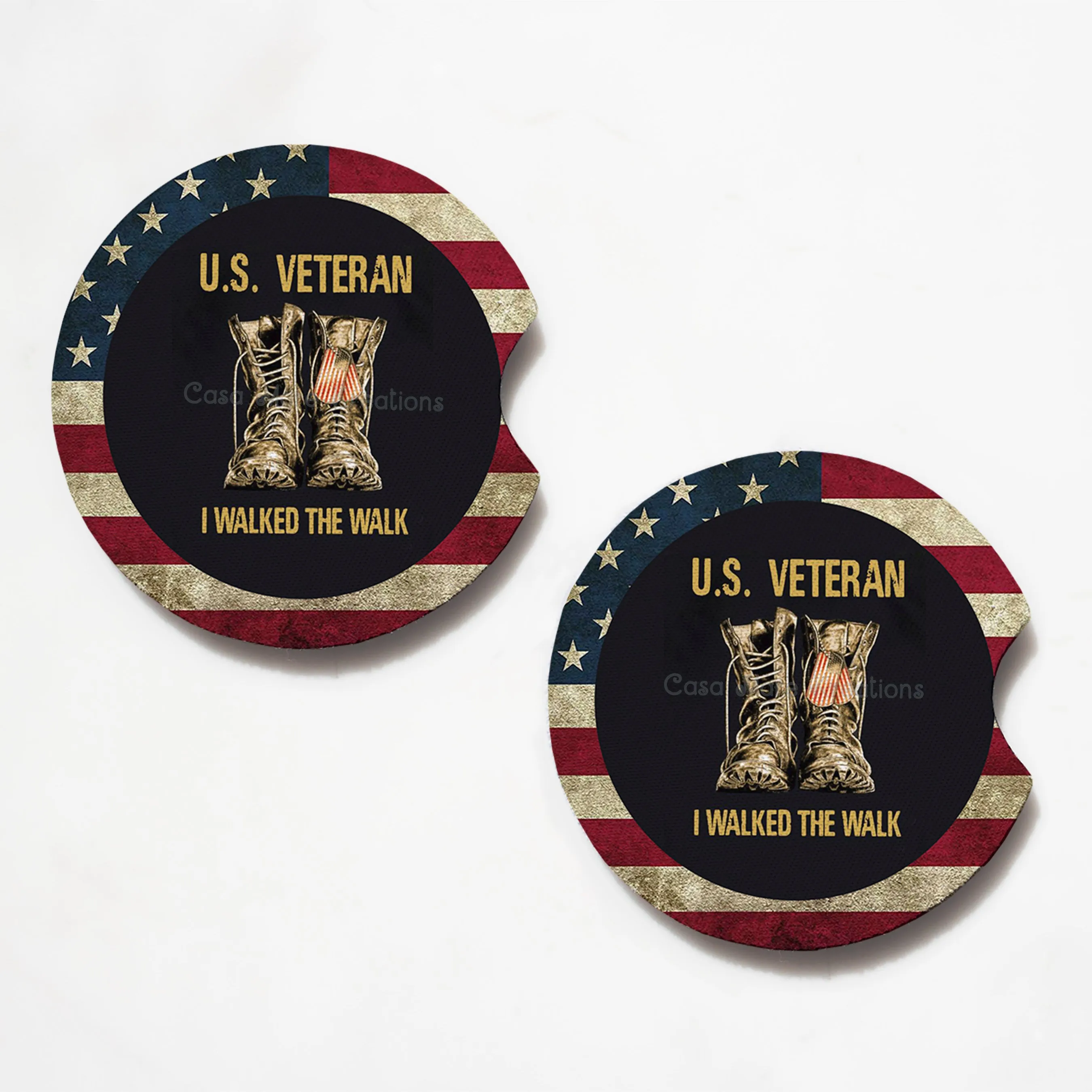 US Veteran, I Walked The Walk 2.75" Car Coasters