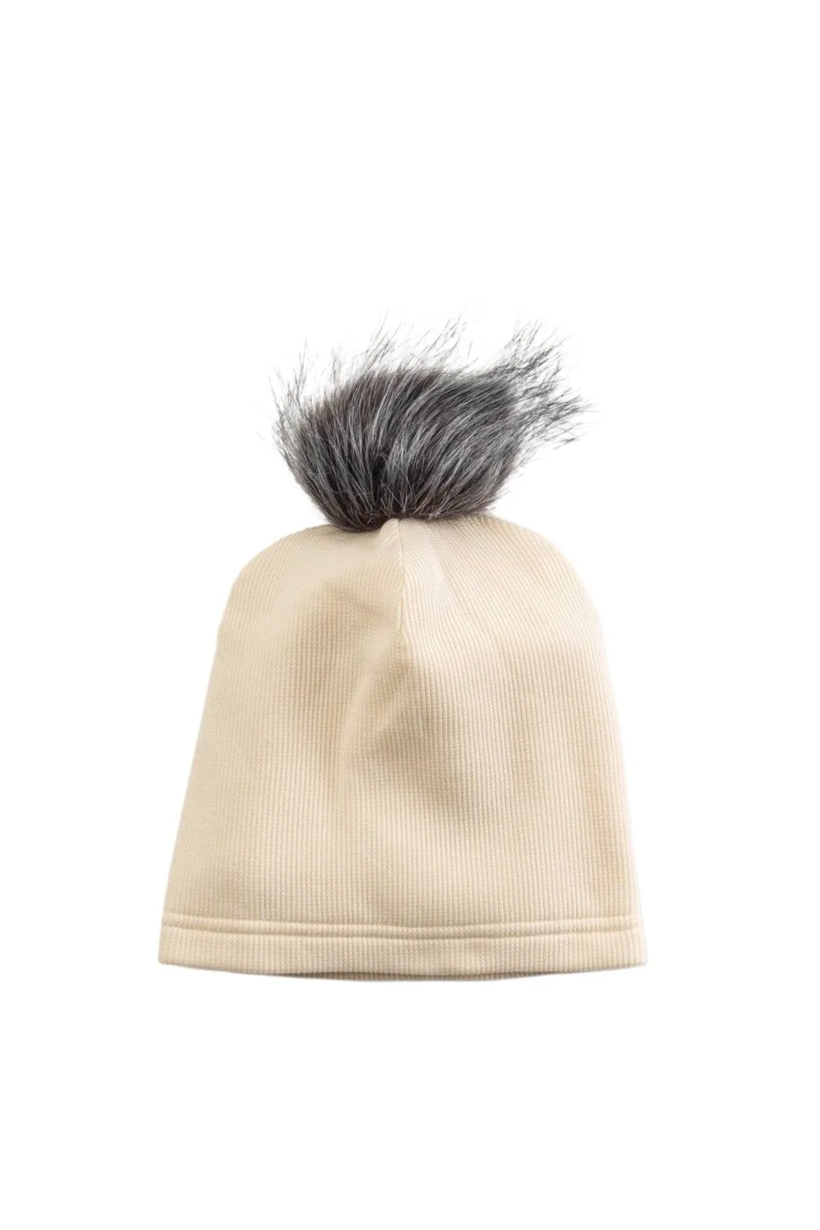Waffle Pom Pom Hat - Coconut Milk