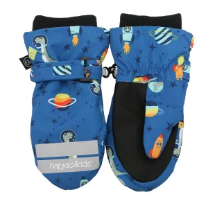 Water Repellent Ski Mittens - Dino Blue