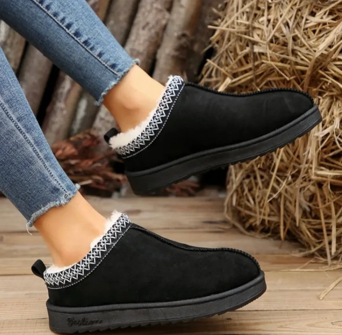 Women's Christmas Indoor Slip-On Suede Snow Boots