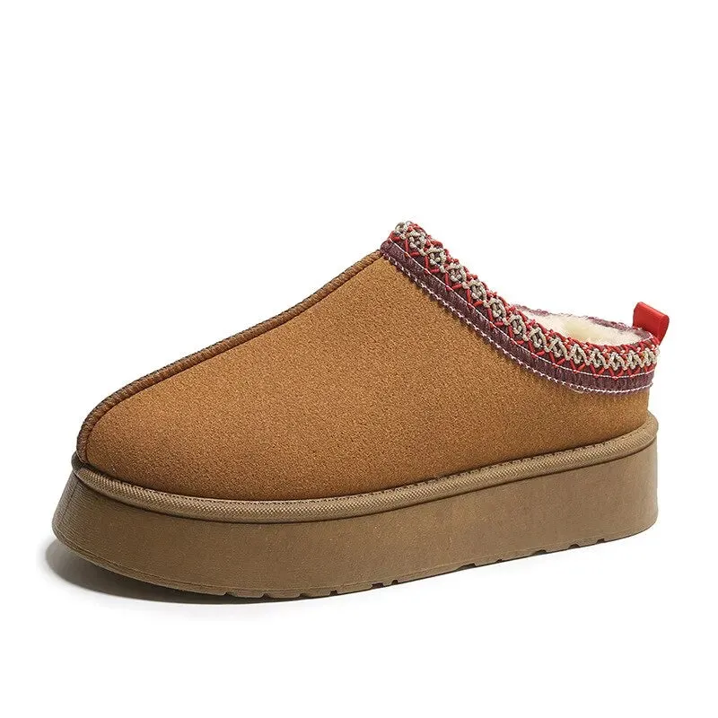 Women's Christmas Indoor Slip-On Suede Snow Boots