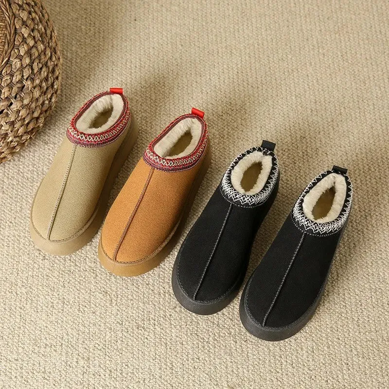 Women's Christmas Indoor Slip-On Suede Snow Boots