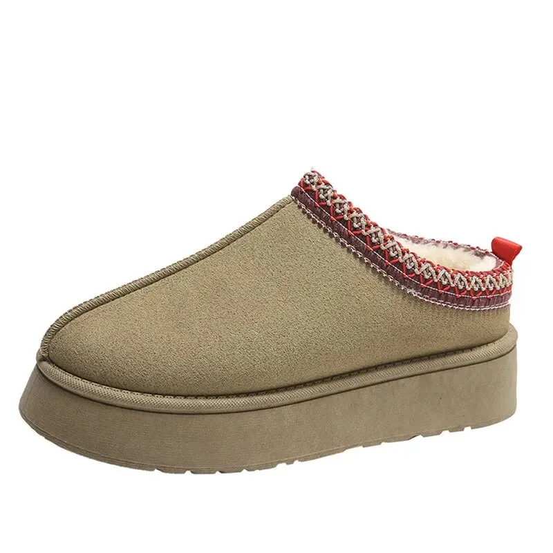 Women's Christmas Indoor Slip-On Suede Snow Boots