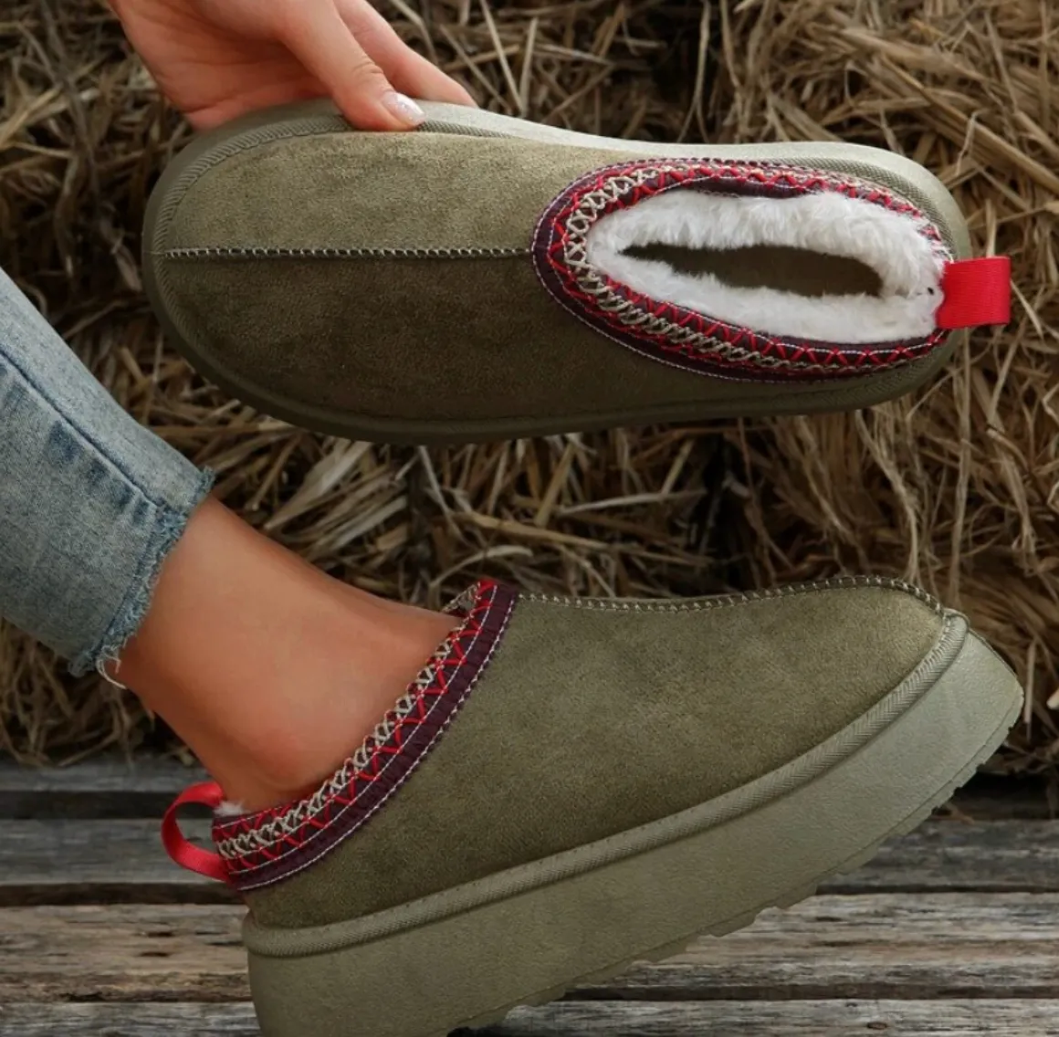 Women's Christmas Indoor Slip-On Suede Snow Boots