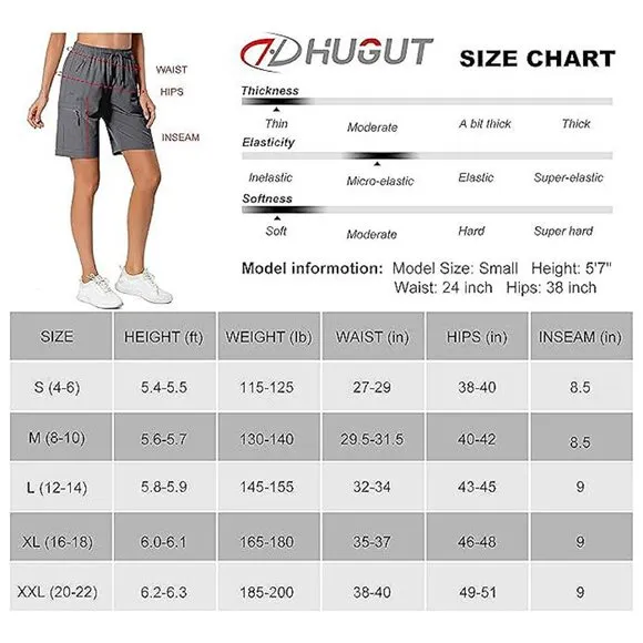 Women's Lightweight Hiking Cargo Shorts Quick Dry Athletic Shorts for Camping Tr