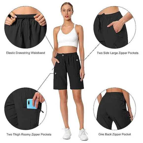 Women's Lightweight Hiking Cargo Shorts Quick Dry Athletic Shorts for Camping Tr