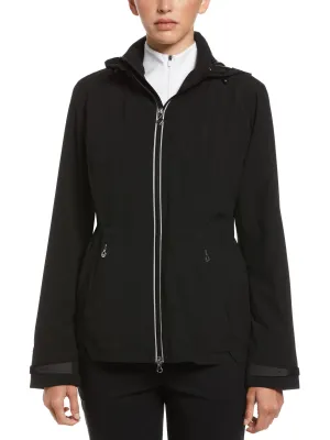 Womens Wind and Water Resistant Golf Jacket with Packable Hood