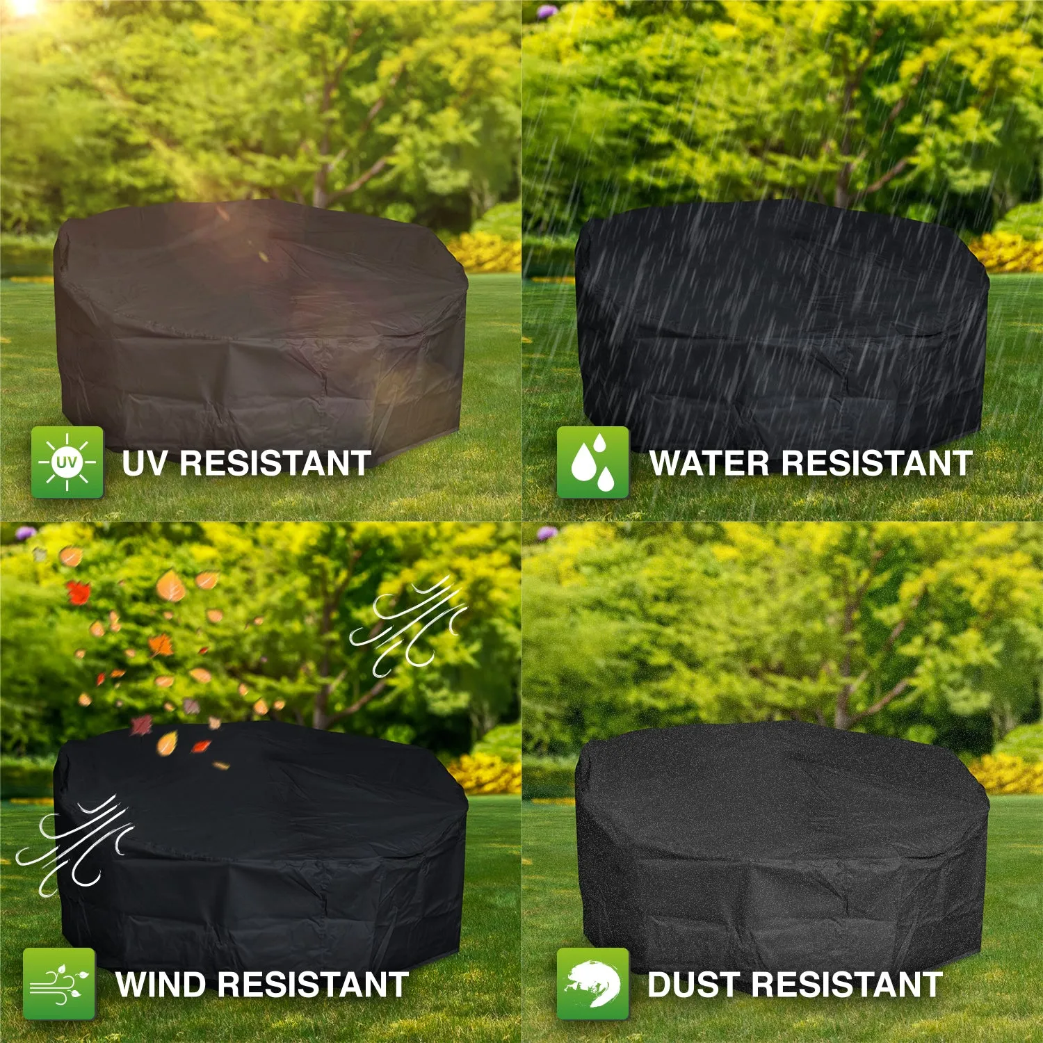 Woodside Heavy Duty Waterproof Garden Rattan Day Bed Cover BLACK 185x55/90cm
