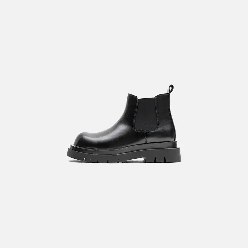 Y2K Retro Chunky Sole Leather Boots for Fashion-Forward Style